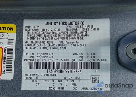 2025 Ford Mustang from USA, damaged, VIN 1FAGP8UH0S5105786
